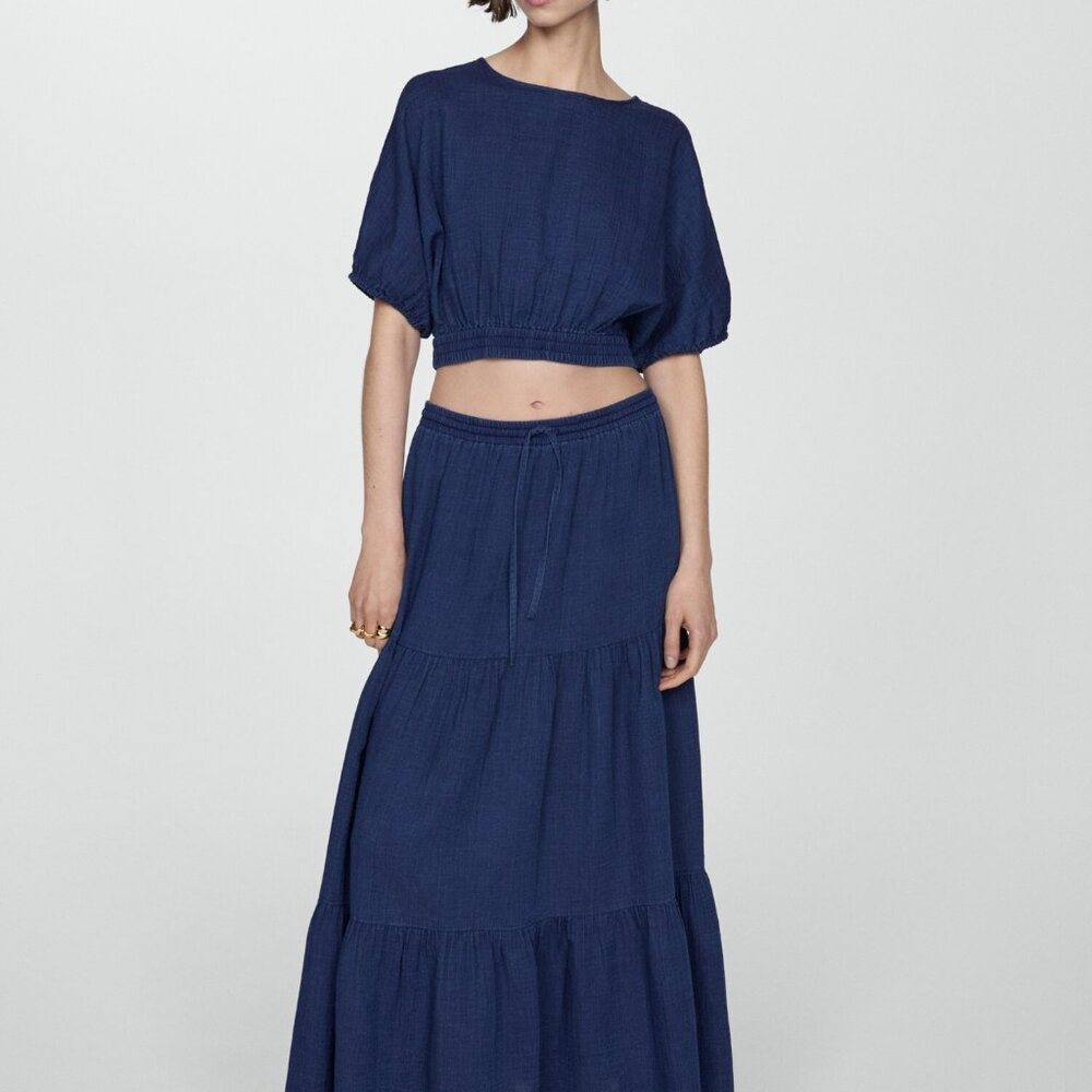 Cotton Top with Puffed Sleeves